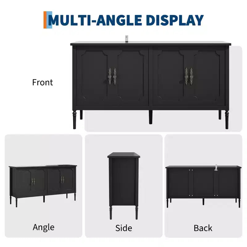 Gabinete buffet de 59 pulgadas de ancho con función de almacenamiento, gabinete de cocina, mesa consola de madera, gabinete decorativo para barra de café en comedor  