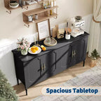 Gabinete buffet de 59 pulgadas de ancho con función de almacenamiento, gabinete de cocina, mesa consola de madera, gabinete decorativo para barra de café en comedor  