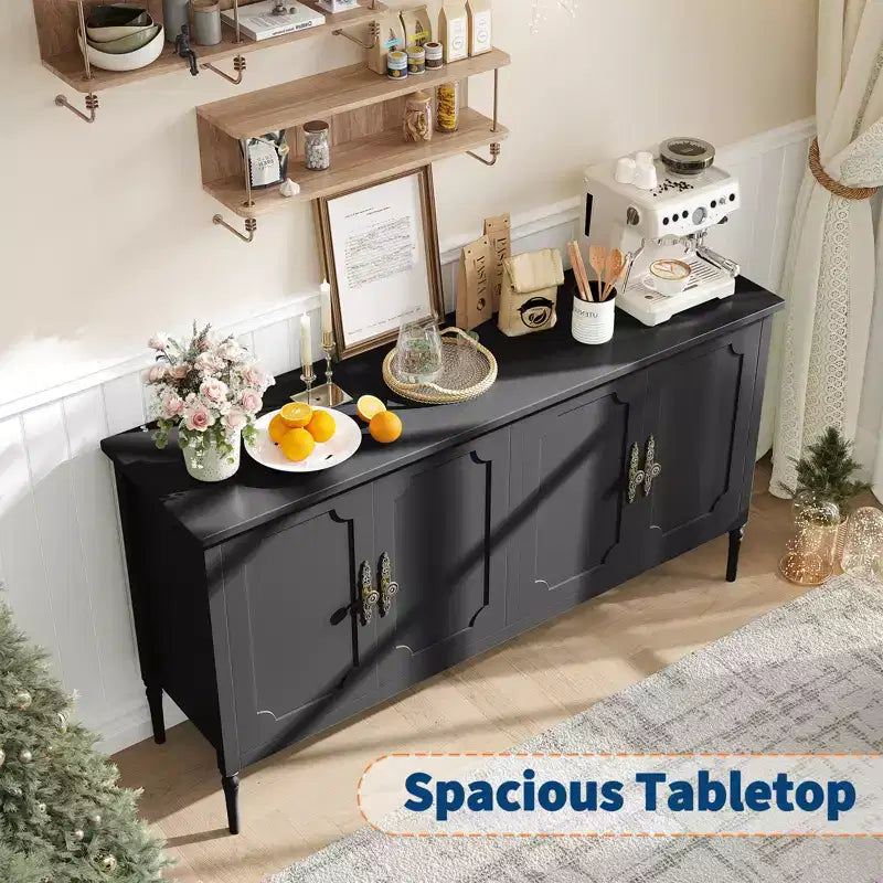 Gabinete buffet de 59 pulgadas de ancho con función de almacenamiento, gabinete de cocina, mesa consola de madera, gabinete decorativo para barra de café en comedor  