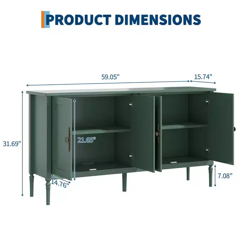 Gabinete buffet de 59 pulgadas de ancho con función de almacenamiento, gabinete de cocina, mesa consola de madera, gabinete decorativo para barra de café en comedor  