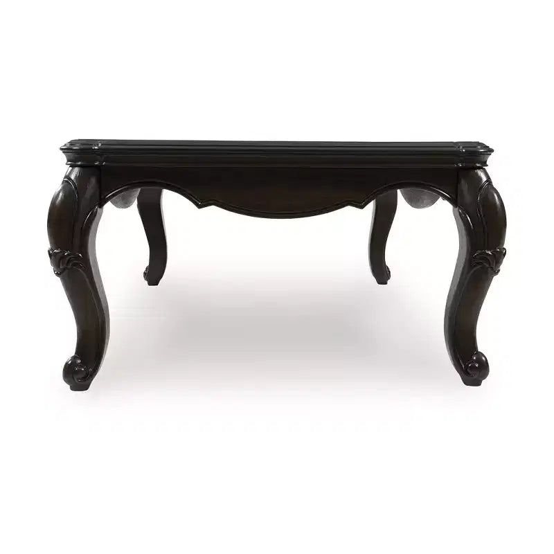 Couchtisch mit dunkelbraunem Finish und Cabriole-Beinen  