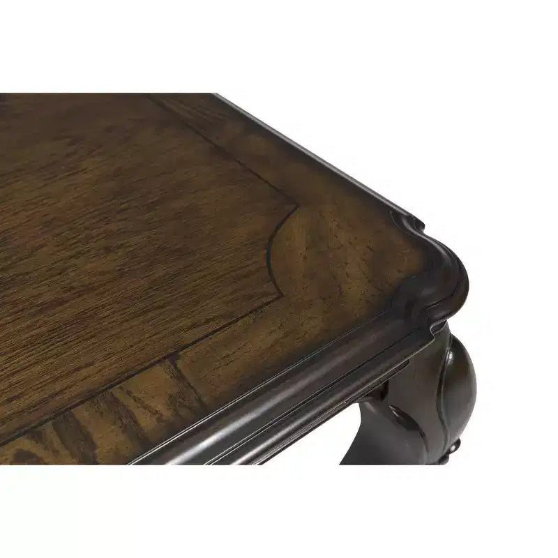 Couchtisch mit dunkelbraunem Finish und Cabriole-Beinen  