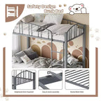 Metal Bunk Bed Twin Over Twin, Heavy Duty Bunkbeds Frame with Arched Guardrail and Safety Ladder, Steel Bed for Kids, No Box Spring Needed, Pink