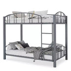 Metal Bunk Bed Twin Over Twin, Heavy Duty Bunkbeds Frame with Arched Guardrail and Safety Ladder, Steel Bed for Kids, No Box Spring Needed, Pink