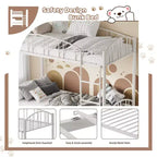 Metal Bunk Bed Twin Over Twin, Heavy Duty Bunkbeds Frame with Arched Guardrail and Safety Ladder, Steel Bed for Kids, No Box Spring Needed, Pink