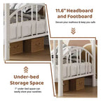 Metal Bunk Bed Twin Over Twin, Heavy Duty Bunkbeds Frame with Arched Guardrail and Safety Ladder, Steel Bed for Kids, No Box Spring Needed, Pink