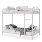 Metal Bunk Bed Twin Over Twin, Heavy Duty Bunkbeds Frame with Arched Guardrail and Safety Ladder, Steel Bed for Kids, No Box Spring Needed, Pink