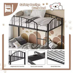 Metal Bunk Bed Twin Over Twin, Heavy Duty Bunkbeds Frame with Arched Guardrail and Safety Ladder, Steel Bed for Kids, No Box Spring Needed, Pink