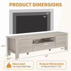 63 TV Stand with Doors and Cabinet, Farmhouse Entertainment Center, Entertainment Stand for TVs Up to 70, TV Console for Living Room, Bedroom