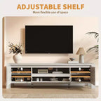 63 TV Stand with Doors and Cabinet, Farmhouse Entertainment Center, Entertainment Stand for TVs Up to 70, TV Console for Living Room, Bedroom