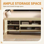 63 TV Stand with Doors and Cabinet, Farmhouse Entertainment Center, Entertainment Stand for TVs Up to 70, TV Console for Living Room, Bedroom