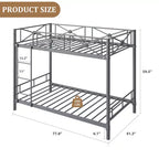Metal Bunk Bed with Floral Design, Twin Over Twin Bunkbed with Safety Guardrail & Quiet Stability, Space-Saver for Kids Rooms