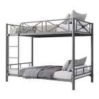 Metal Bunk Bed with Floral Design, Twin Over Twin Bunkbed with Safety Guardrail & Quiet Stability, Space-Saver for Kids Rooms