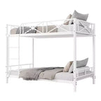Metal Bunk Bed with Floral Design, Twin Over Twin Bunkbed with Safety Guardrail & Quiet Stability, Space-Saver for Kids Rooms