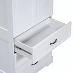Modern Wood Tall Bathroom Storage Cabinet with Double Doors, Adjustable Shelf and 2 Drawers