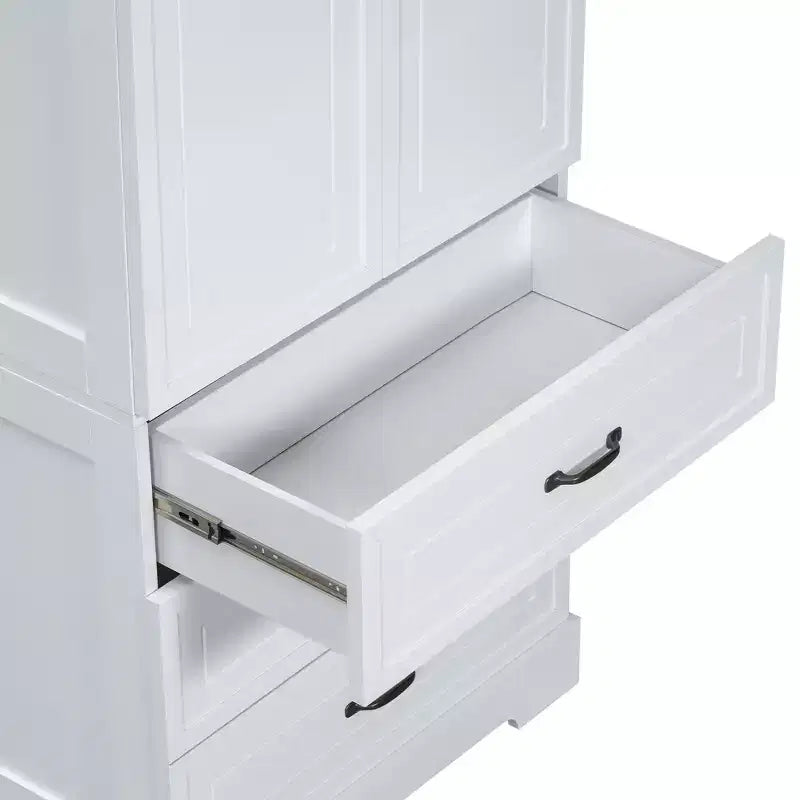 Modern Wood Tall Bathroom Storage Cabinet with Double Doors, Adjustable Shelf and 2 Drawers