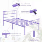 Metal Twin Size Bed Frame, Platform Bed Frame, Mattress Foundation with Headboard & Footboard, NO Box Spring Needed, Easy Assembly, Pink