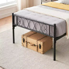 Metal Twin Size Bed Frame, Platform Bed Frame, Mattress Foundation with Headboard & Footboard, NO Box Spring Needed, Easy Assembly, Pink