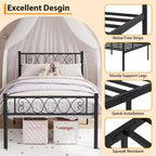 Metal Twin Size Bed Frame, Platform Bed Frame, Mattress Foundation with Headboard & Footboard, NO Box Spring Needed, Easy Assembly, Pink