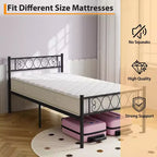 Metal Twin Size Bed Frame, Platform Bed Frame, Mattress Foundation with Headboard & Footboard, NO Box Spring Needed, Easy Assembly, Pink