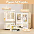 2-Tier Storage Wardrobe w/ Transparent Doors & Rolling Bins for Home Organization